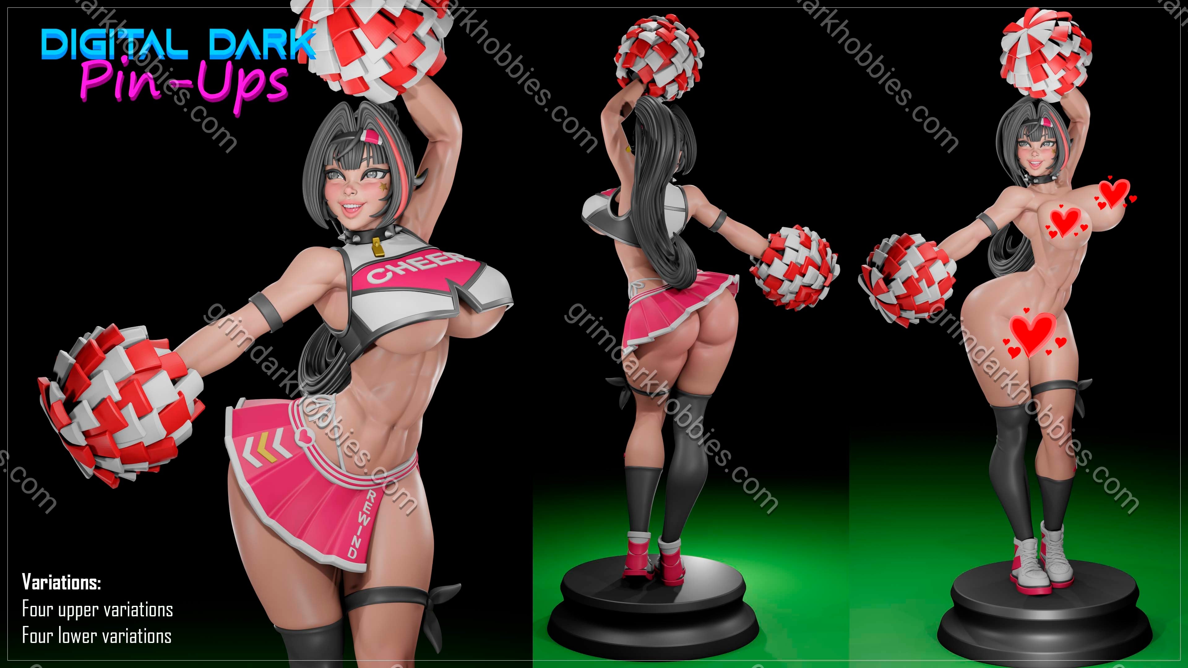 Digital Dark Pin-Ups Cheerleader Bay Fan Art – 1:10-1:4 Scale Print-to-Order 3D Printed Resin Model Kit