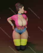 Texelion Rollergirl Chun-Li Fan Art – 1:24 Scale Print-to-Order 3D Printed Resin Model Kit
