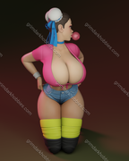 Texelion Rollergirl Chun-Li Fan Art – 1:10-1:4 Scale Print-to-Order 3D Printed Resin Model Kit