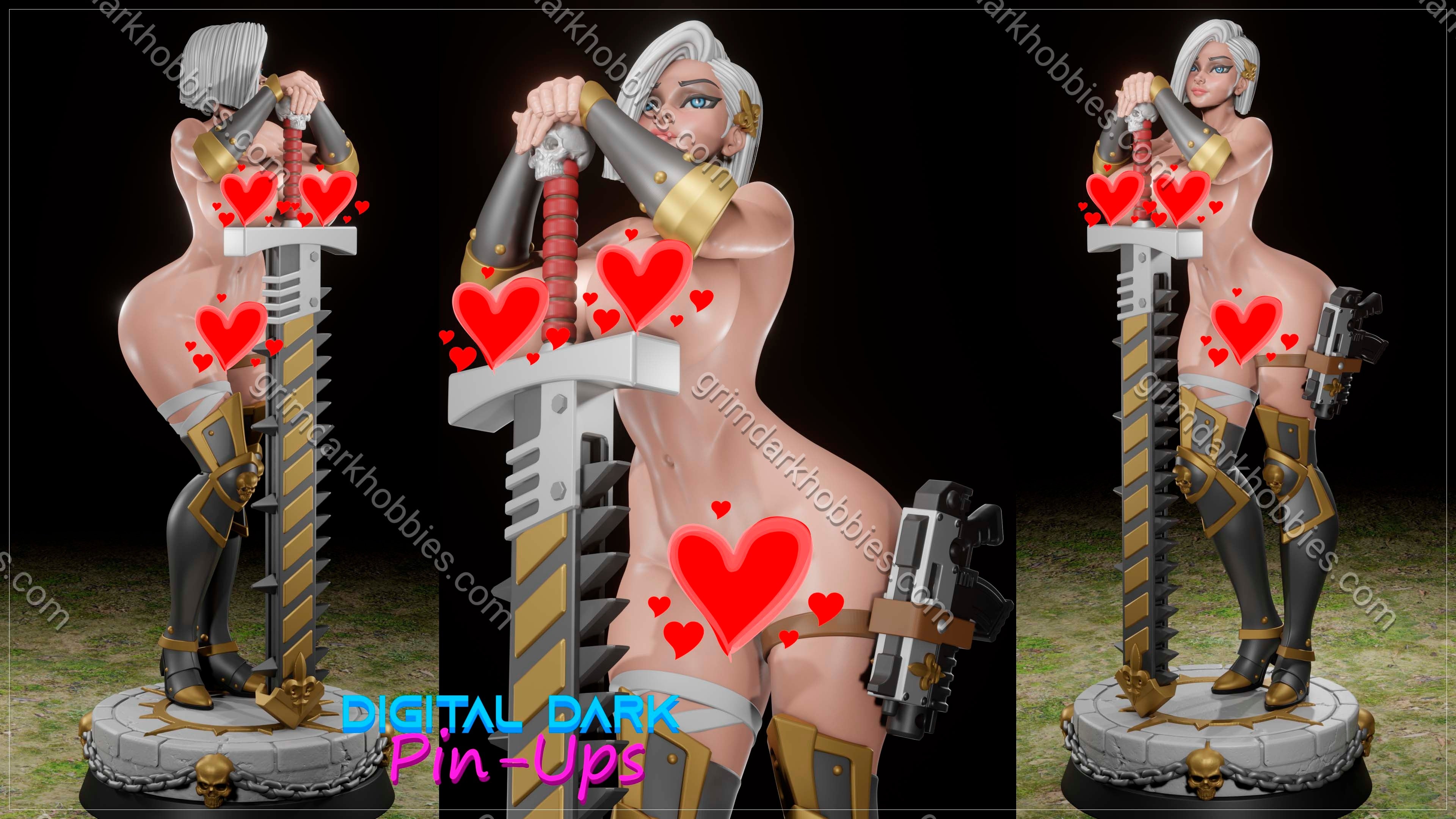 Digital Dark Pin-Ups Battle Thicc 1 Fan Art – 1:10-1:4 Scale Print-to-Order 3D Printed Resin Model Kit