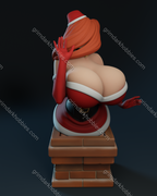 Texelion Pin-Up Santa Jessica w/ Head-Swap Fan Art 1:10-1:4 Scale Print-to-Order 3D Printed Resin Model Kit