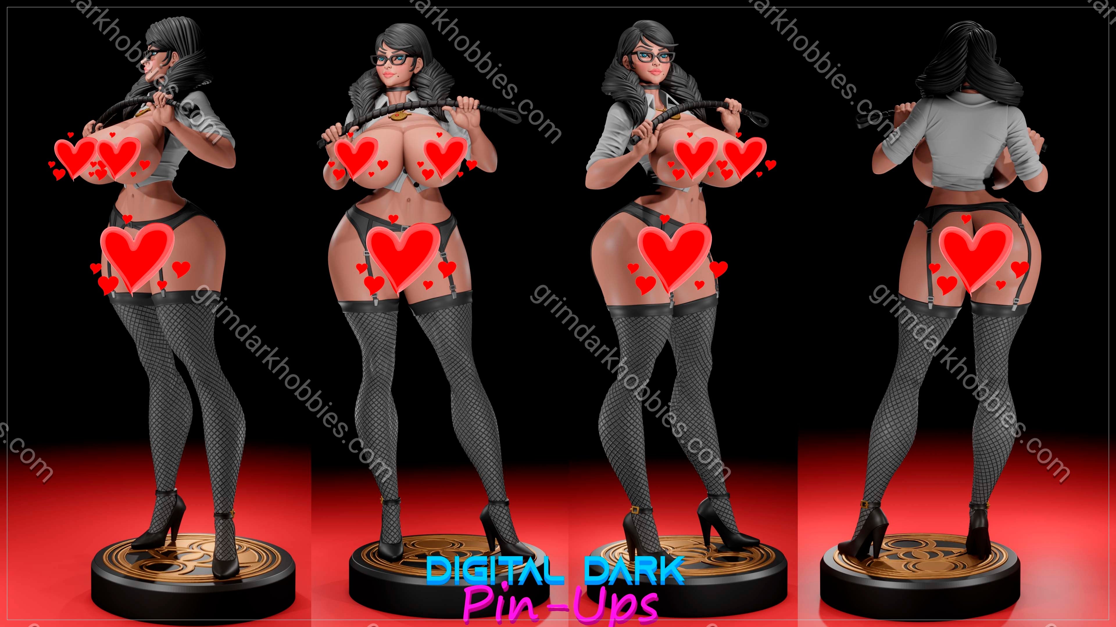 Digital Dark Pin-Ups Bayonetta Fan Art – 1:12 Scale Print-to-Order 3D Printed Resin Model Kit