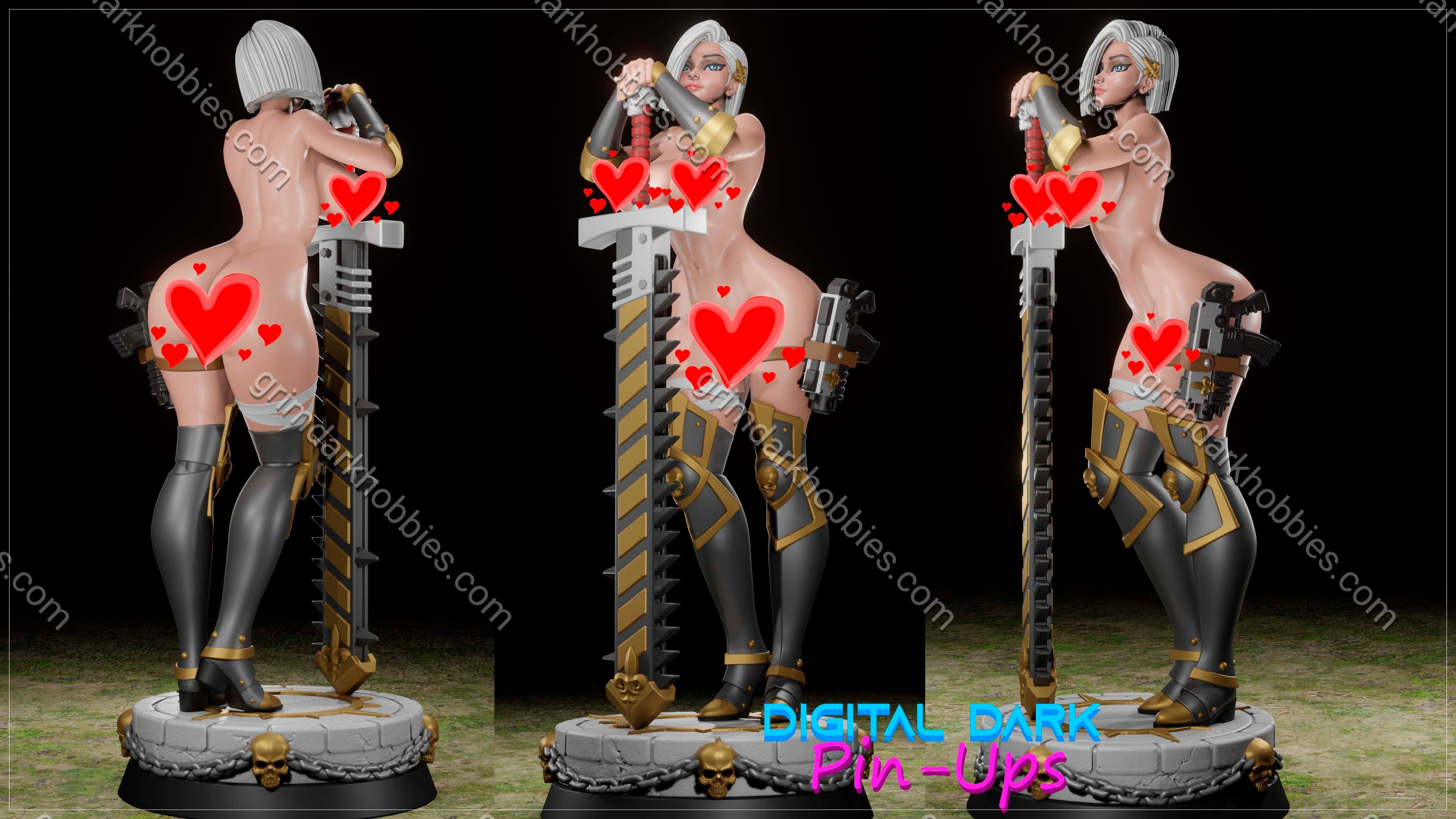 Digital Dark Pin-Ups Battle Thicc 1 Fan Art – 1:10-1:4 Scale Print-to-Order 3D Printed Resin Model Kit