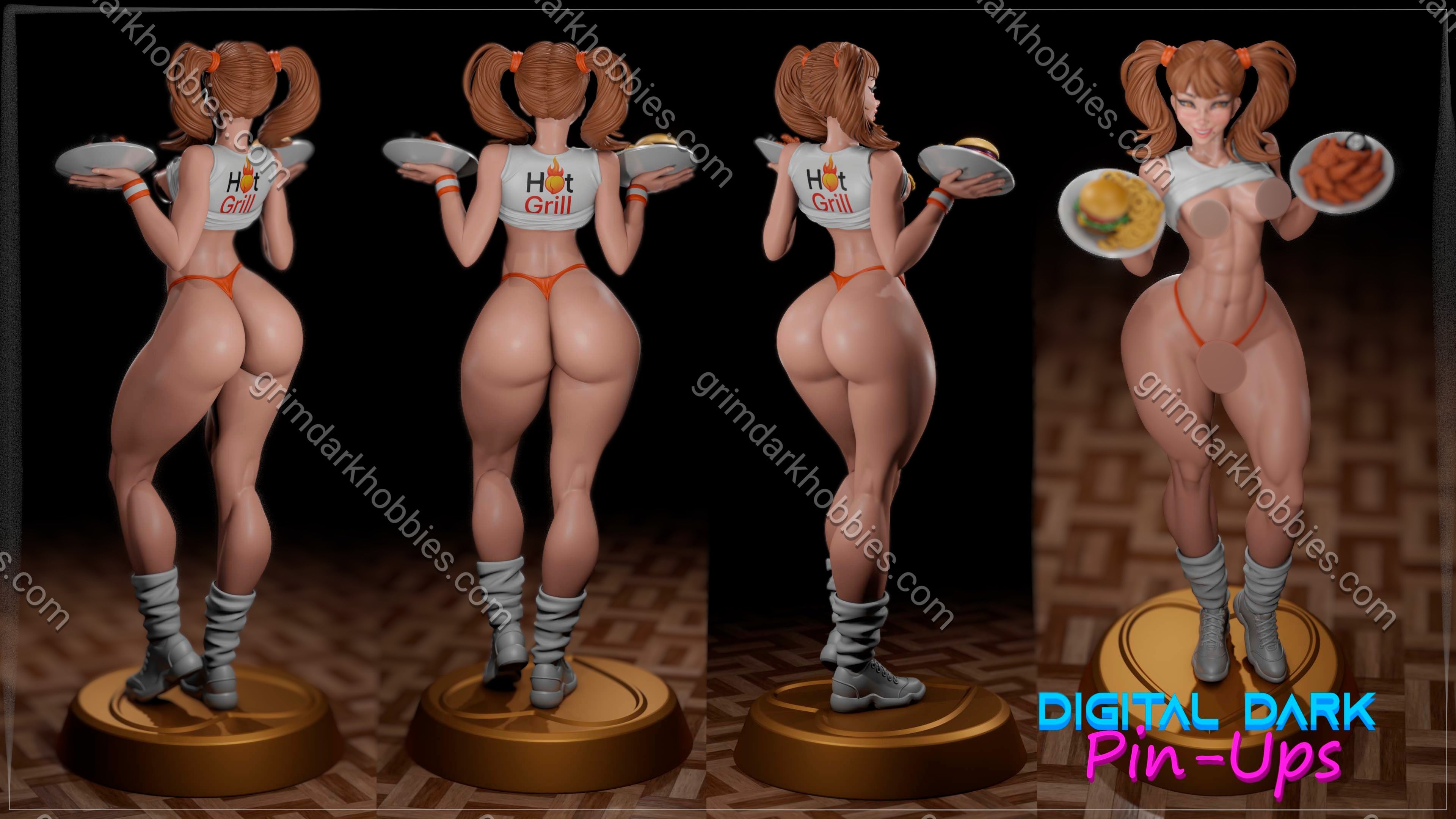 Digital Dark Pin-Ups Hooters Girls Fan Art – 1:10-1:6 Scale Print-to-Order 3D Printed Resin Model Kit