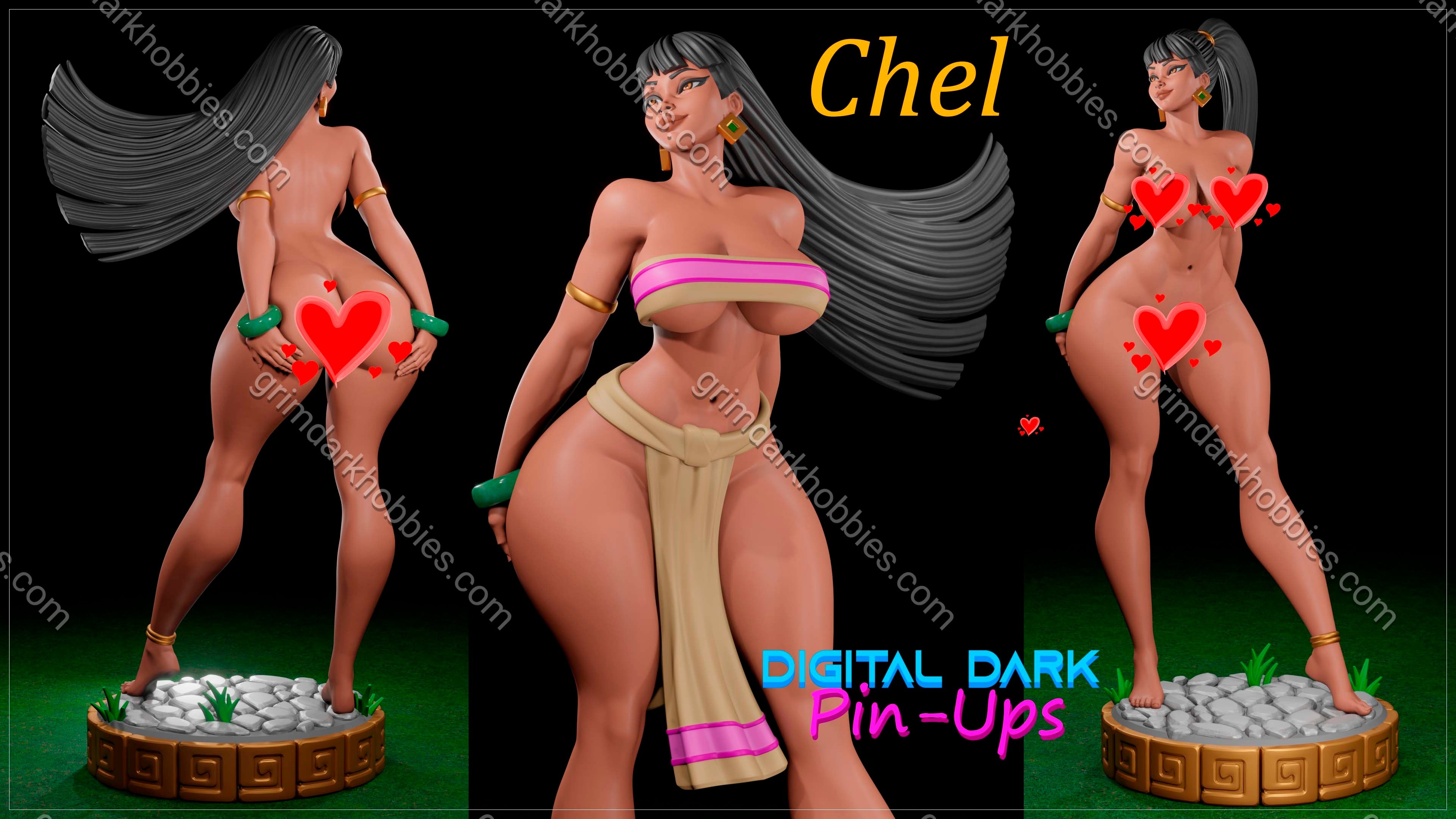 Digital Dark Pin-Ups Chel Fan Art – 1:10-1:4 Scale Print-to-Order 3D Printed Resin Model Kit