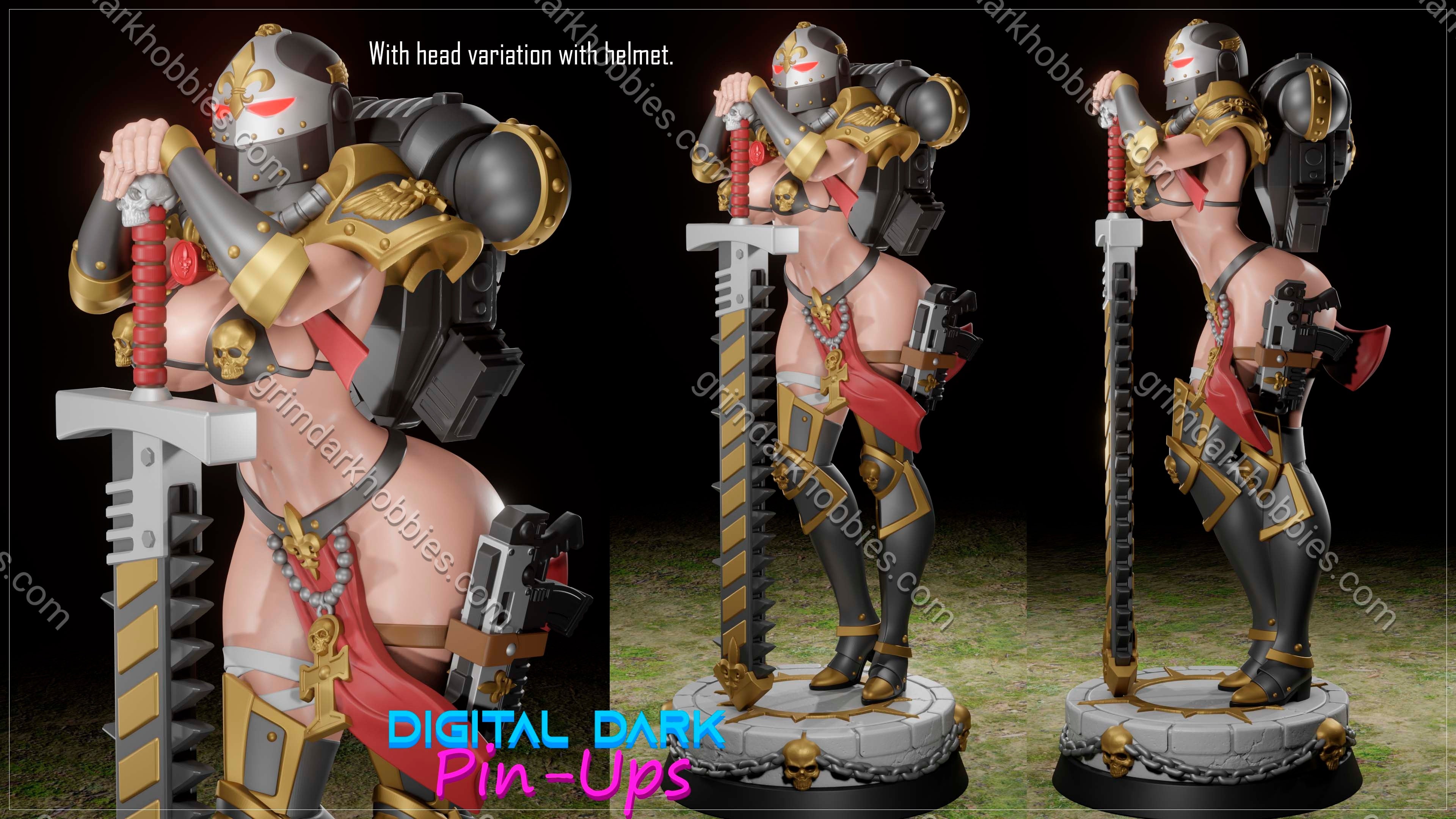 Digital Dark Pin-Ups Battle Thicc 1 Fan Art – 1:10-1:4 Scale Print-to-Order 3D Printed Resin Model Kit
