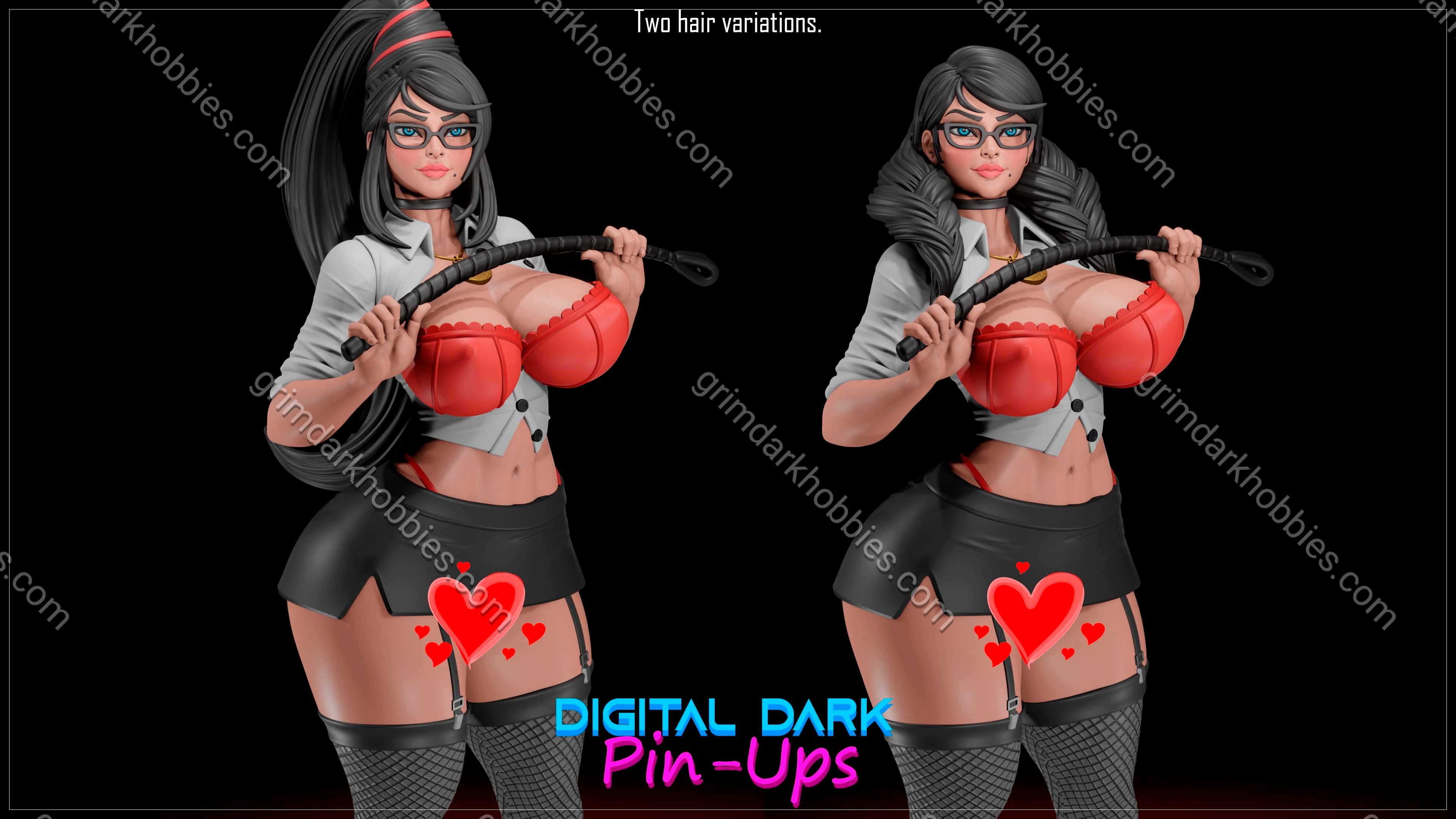 Digital Dark Pin-Ups Bayonetta Fan Art – 1:12 Scale Print-to-Order 3D Printed Resin Model Kit