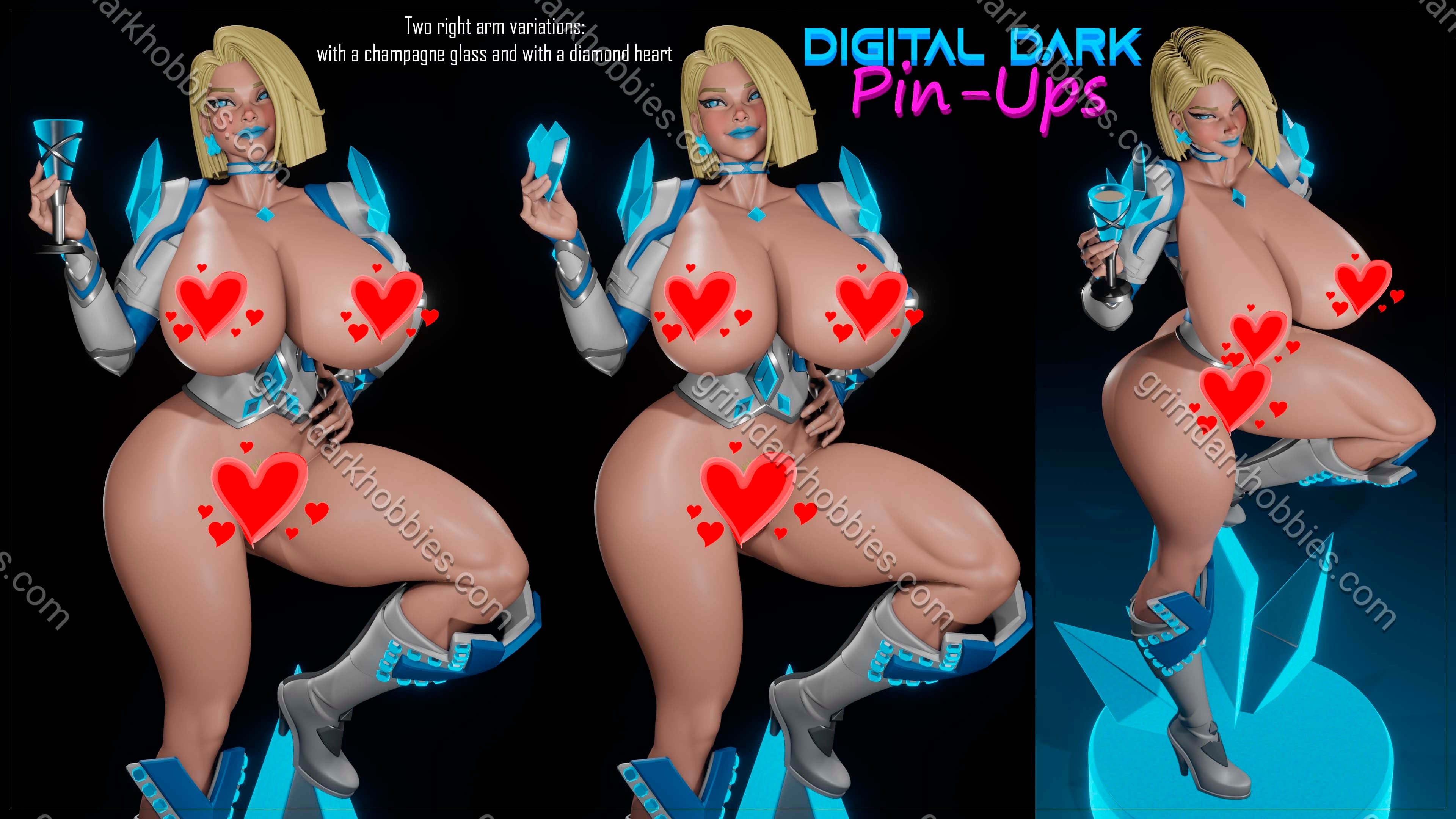 Digital Dark Pin-Ups Emma Frost Fan Art – 1:10-1:4 Scale Print-to-Order 3D Printed Resin Model Kit.