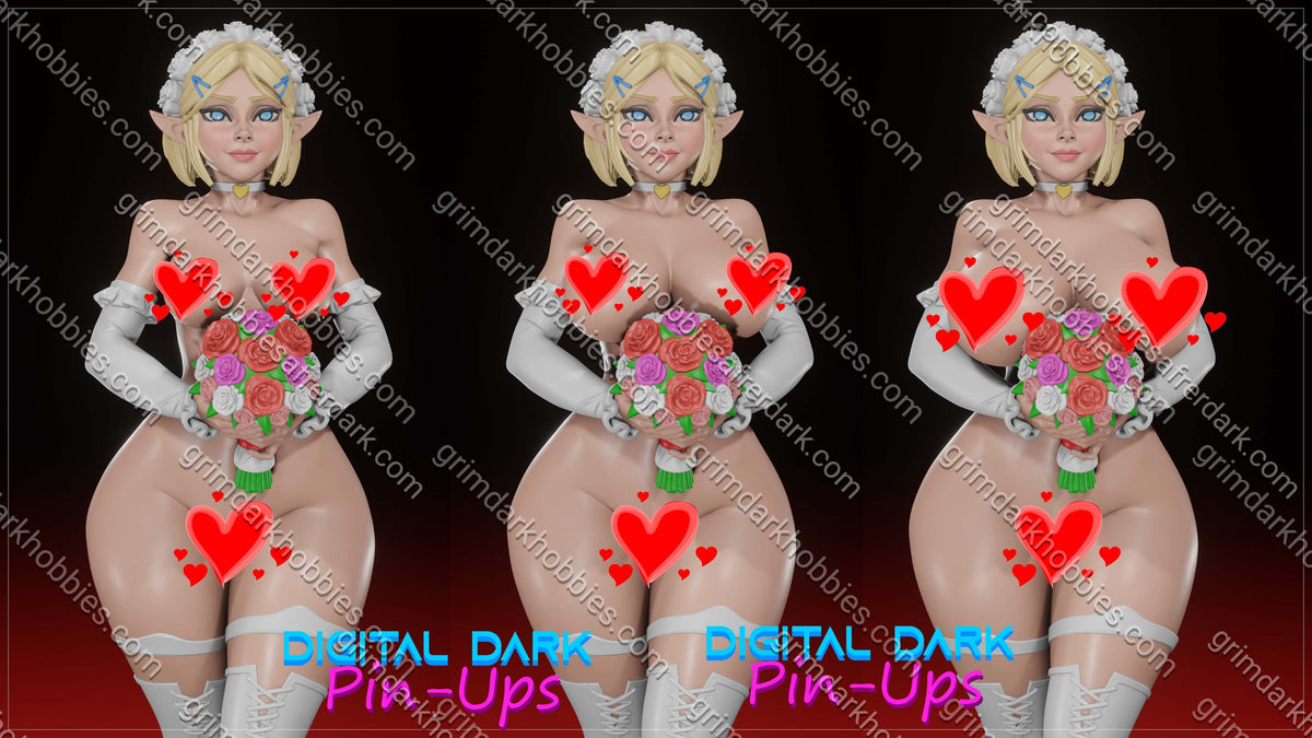 Digital Dark Pin-Ups Bride Pack Zelda, 2B, & Elf – 1:10-1:4 Scale Print-to-Order Model