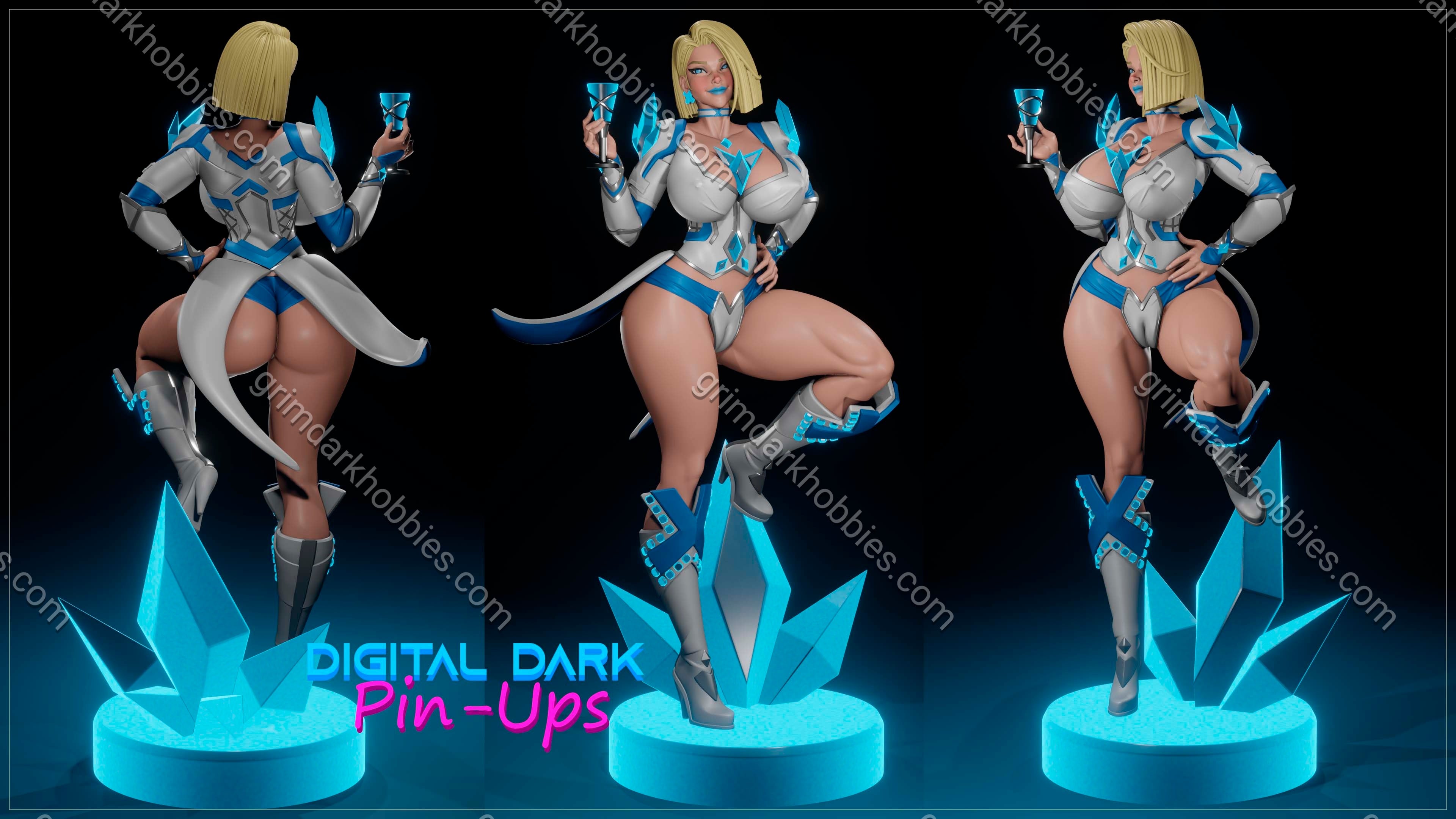 Digital Dark Pin-Ups Emma Frost Fan Art – 1:10-1:4 Scale Print-to-Order 3D Printed Resin Model Kit.