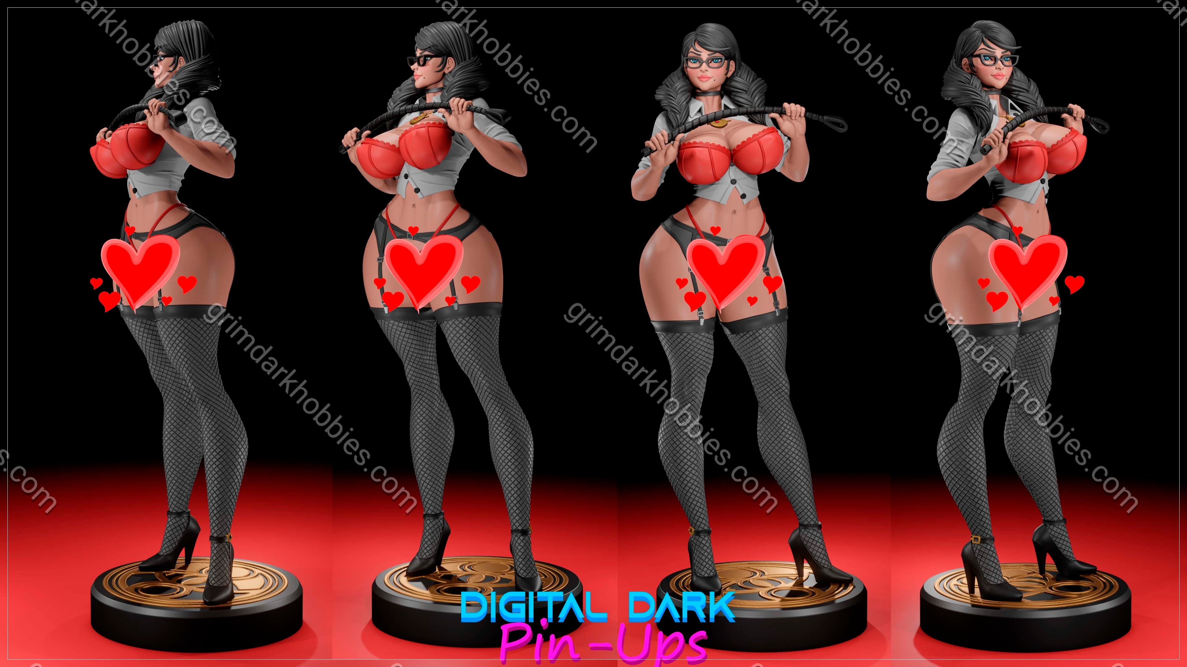 Digital Dark Pin-Ups Bayonetta Fan Art – 1:12 Scale Print-to-Order 3D Printed Resin Model Kit