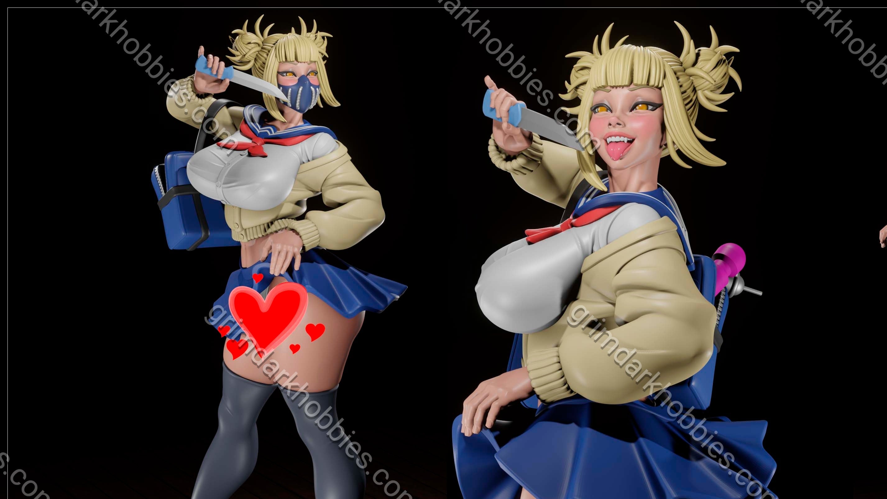 Digital Dark Pin-Ups Himiko Toga Fan Art – 1:12 Scale Print-to-Order 3D Printed Resin Model Kit
