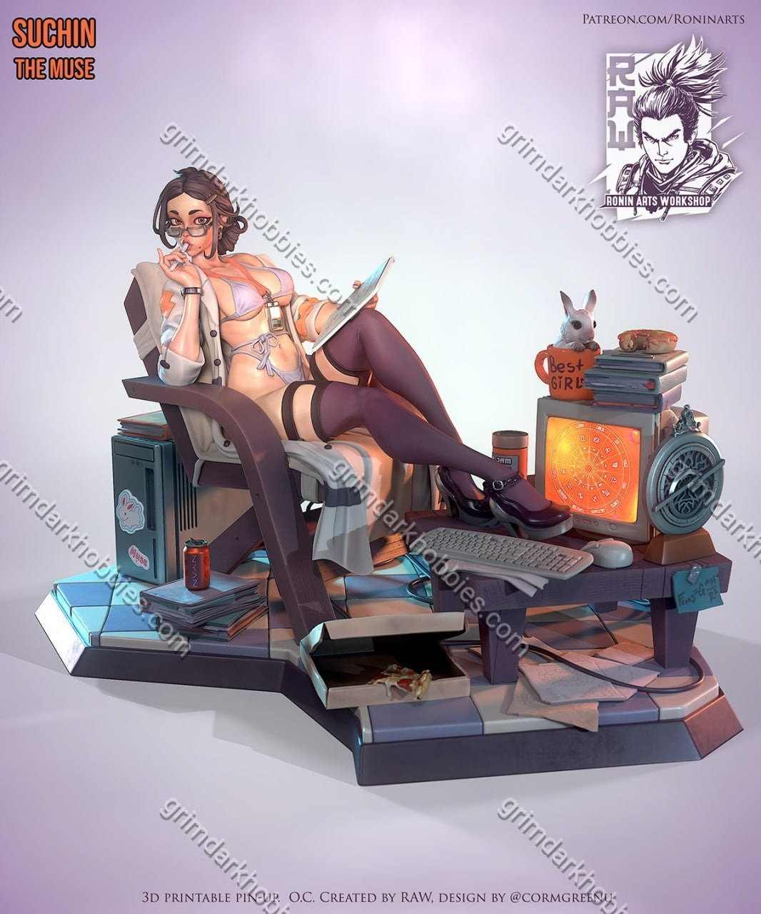 Ronin Arts Workshop Suchin the Muse – 1:10-1:4 Scale Print-to-Order 3D Printed Resin Model Kit
