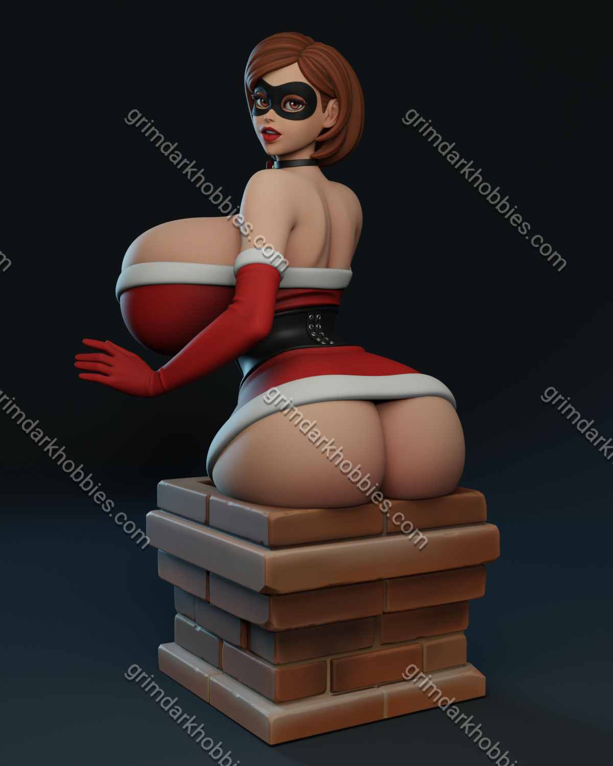 Texelion Pin-Up Santa Jessica w/ Head-Swap Fan Art 1:10-1:4 Scale Print-to-Order 3D Printed Resin Model Kit