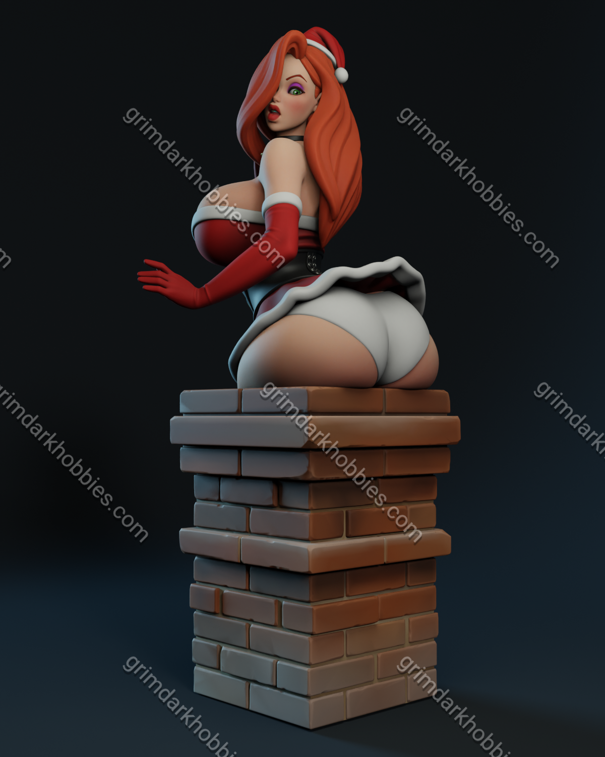 Texelion Pin-Up Santa Jessica w/ Head-Swap Fan Art 1:24 Scale Print-to-Order 3D Printed Resin Model Kit