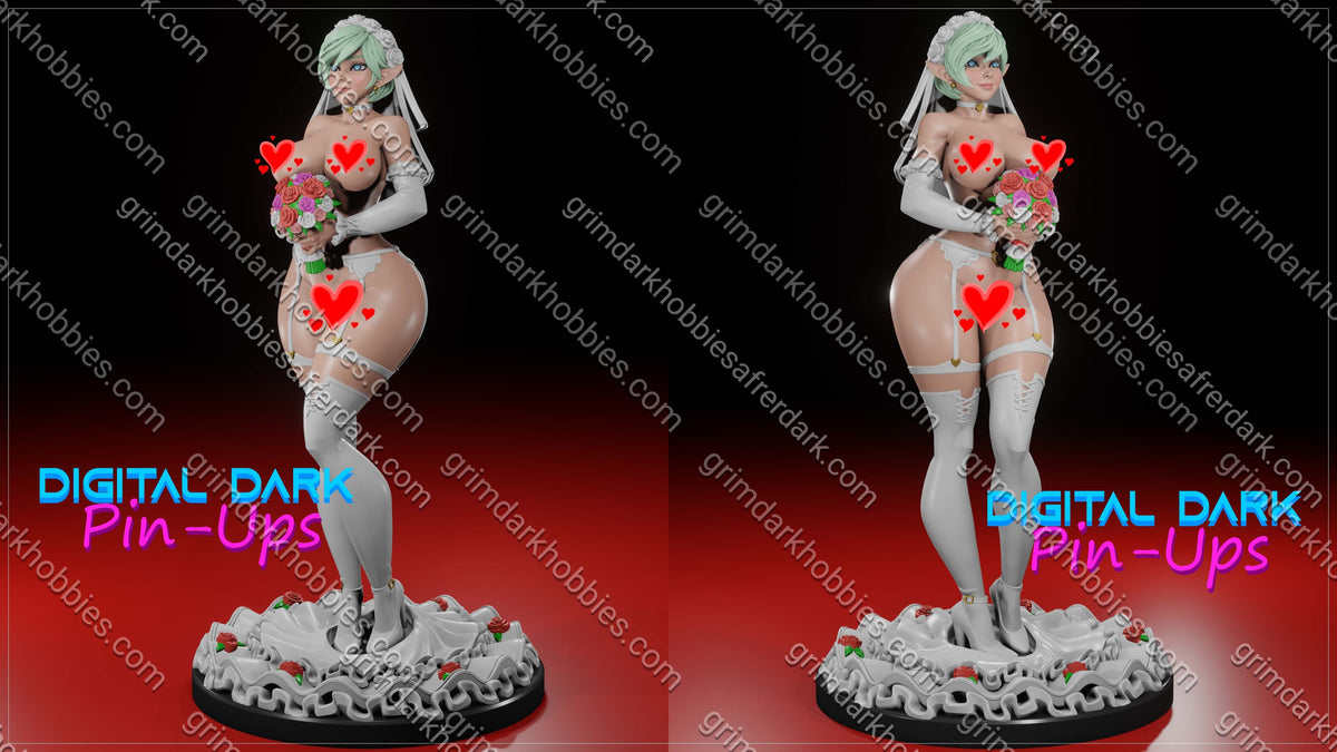 Digital Dark Pin-Ups Bride Pack Zelda, 2B, & Elf – 1:10-1:4 Scale Print-to-Order Model
