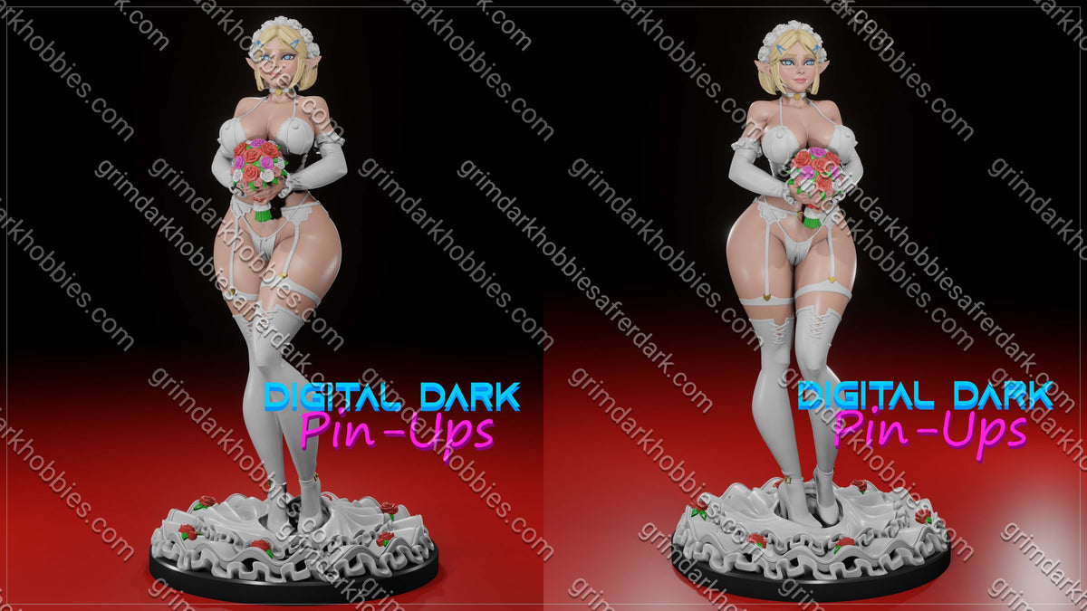 Digital Dark Pin-Ups Bride Pack Zelda, 2B, & Elf – 1:10-1:4 Scale Print-to-Order Model