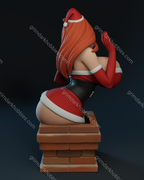 Texelion Pin-Up Santa Jessica w/ Head-Swap Fan Art 1:10-1:4 Scale Print-to-Order 3D Printed Resin Model Kit