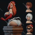 Texelion Pin-Up Santa Jessica w/ Head-Swap Fan Art 1:10-1:4 Scale Print-to-Order 3D Printed Resin Model Kit