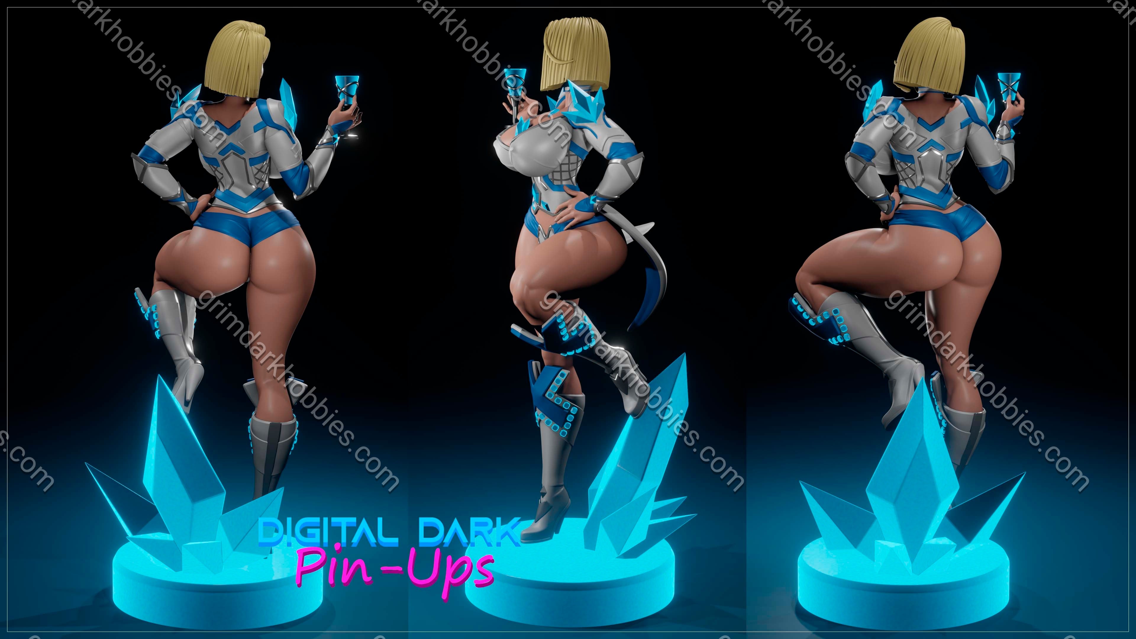 Digital Dark Pin-Ups Emma Frost Fan Art – 1:10-1:4 Scale Print-to-Order 3D Printed Resin Model Kit.
