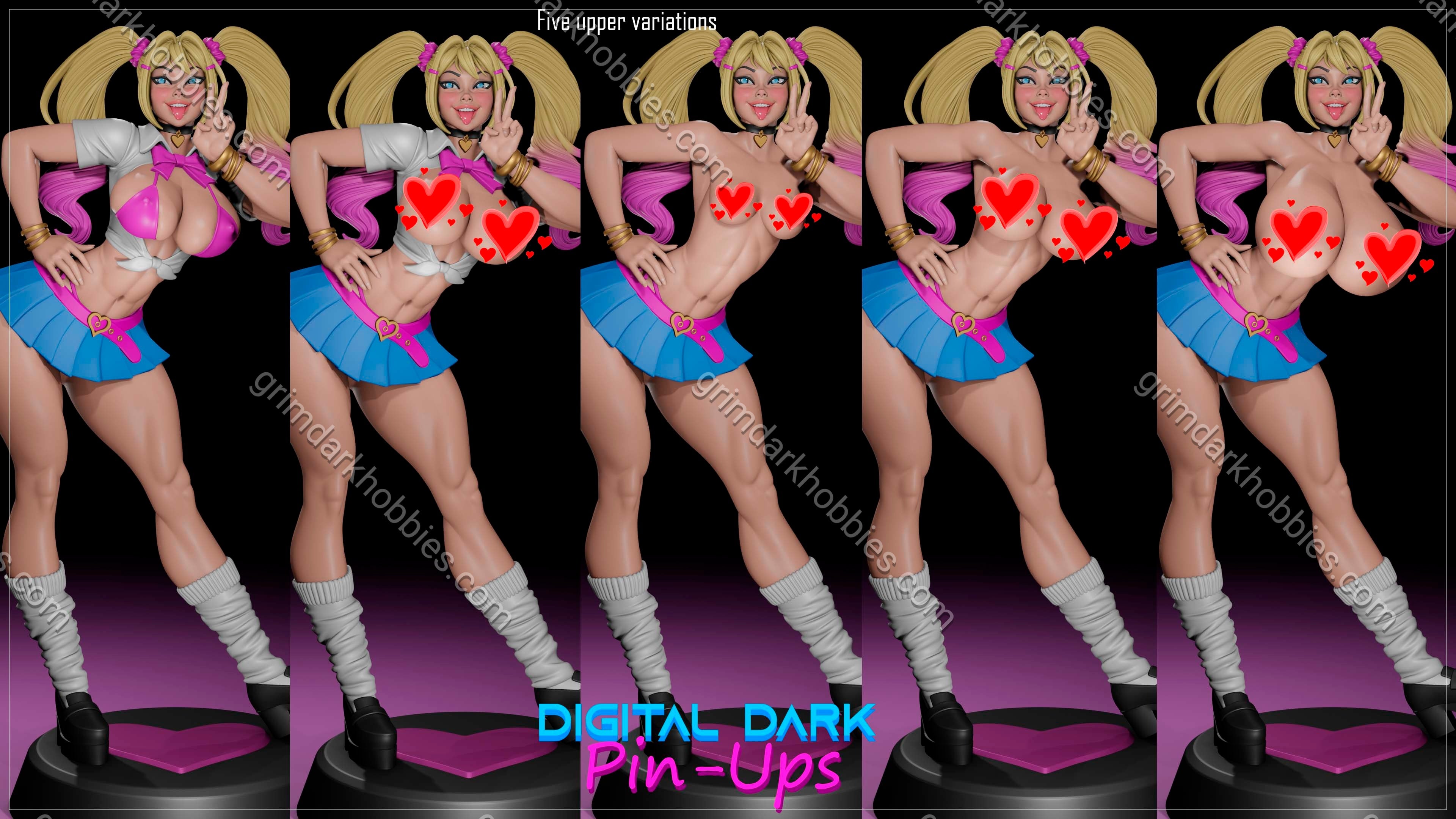 Digital Dark Pin-Ups Gyaru Girl Fan Art – 1:10-1:6 Scale Print-to-Order 3D Printed Resin Model Kit