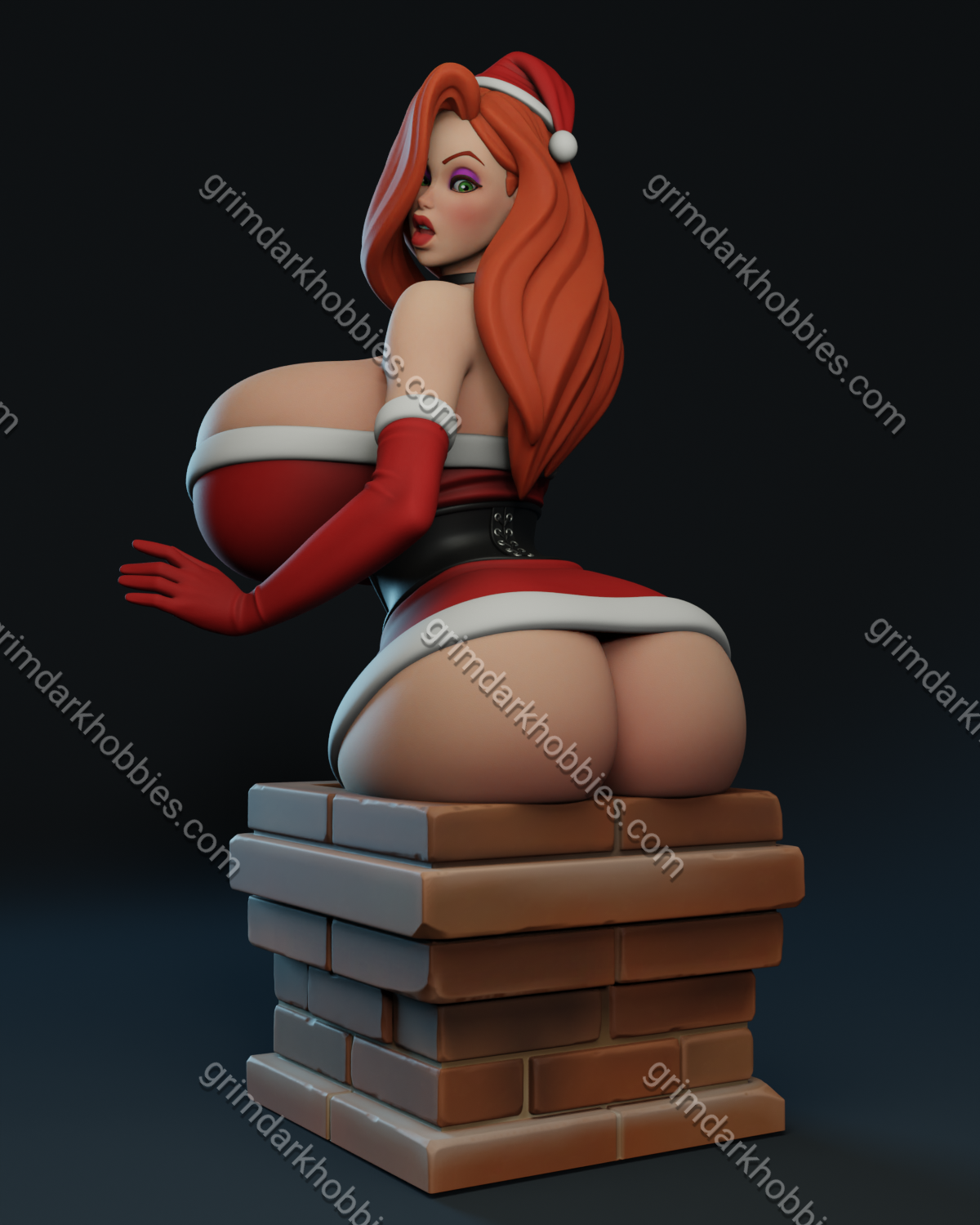 Texelion Pin-Up Santa Jessica w/ Head-Swap Fan Art 1:10-1:4 Scale Print-to-Order 3D Printed Resin Model Kit
