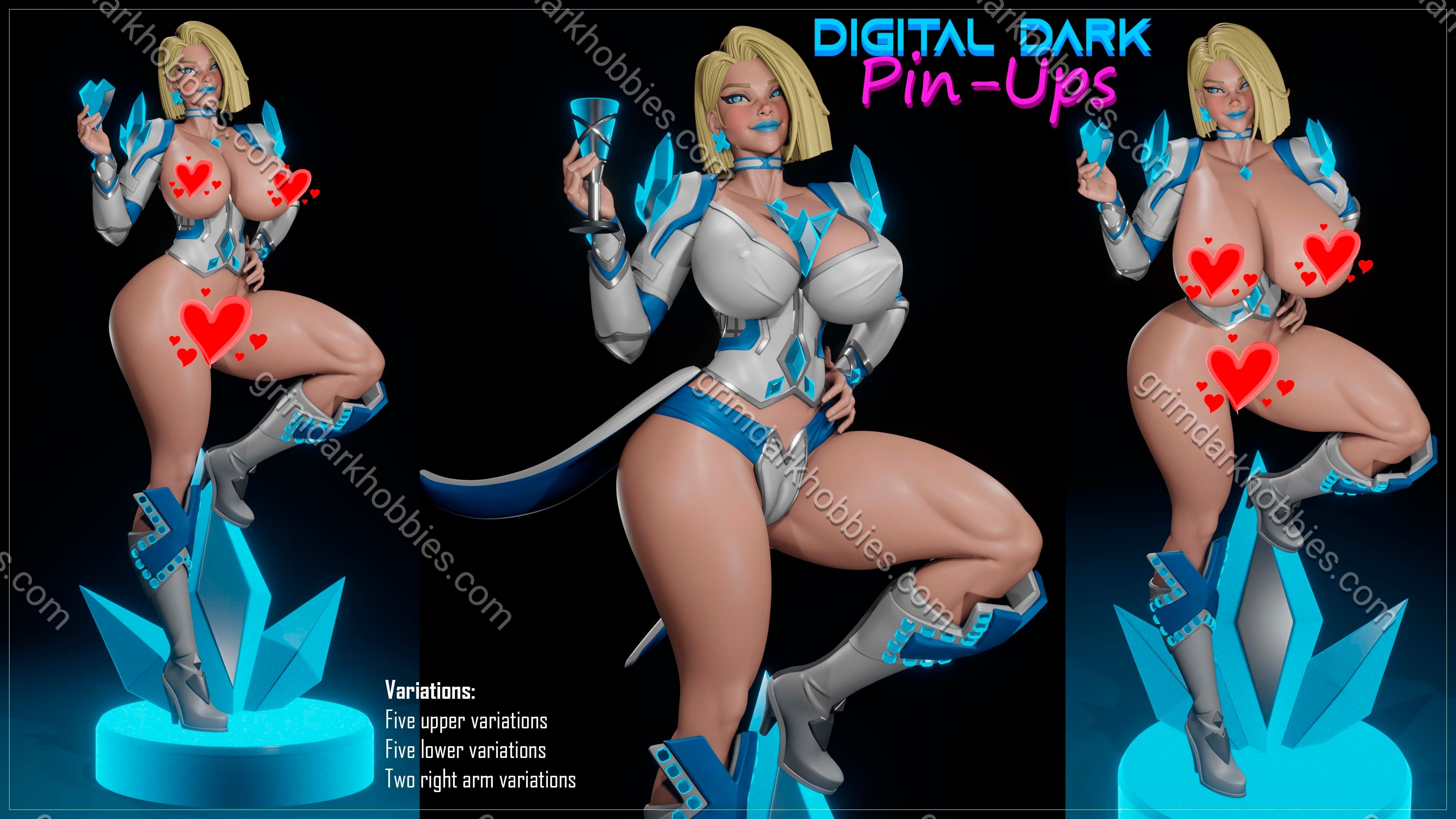 Digital Dark Pin-Ups Emma Frost Fan Art – 1:10-1:4 Scale Print-to-Order 3D Printed Resin Model Kit.