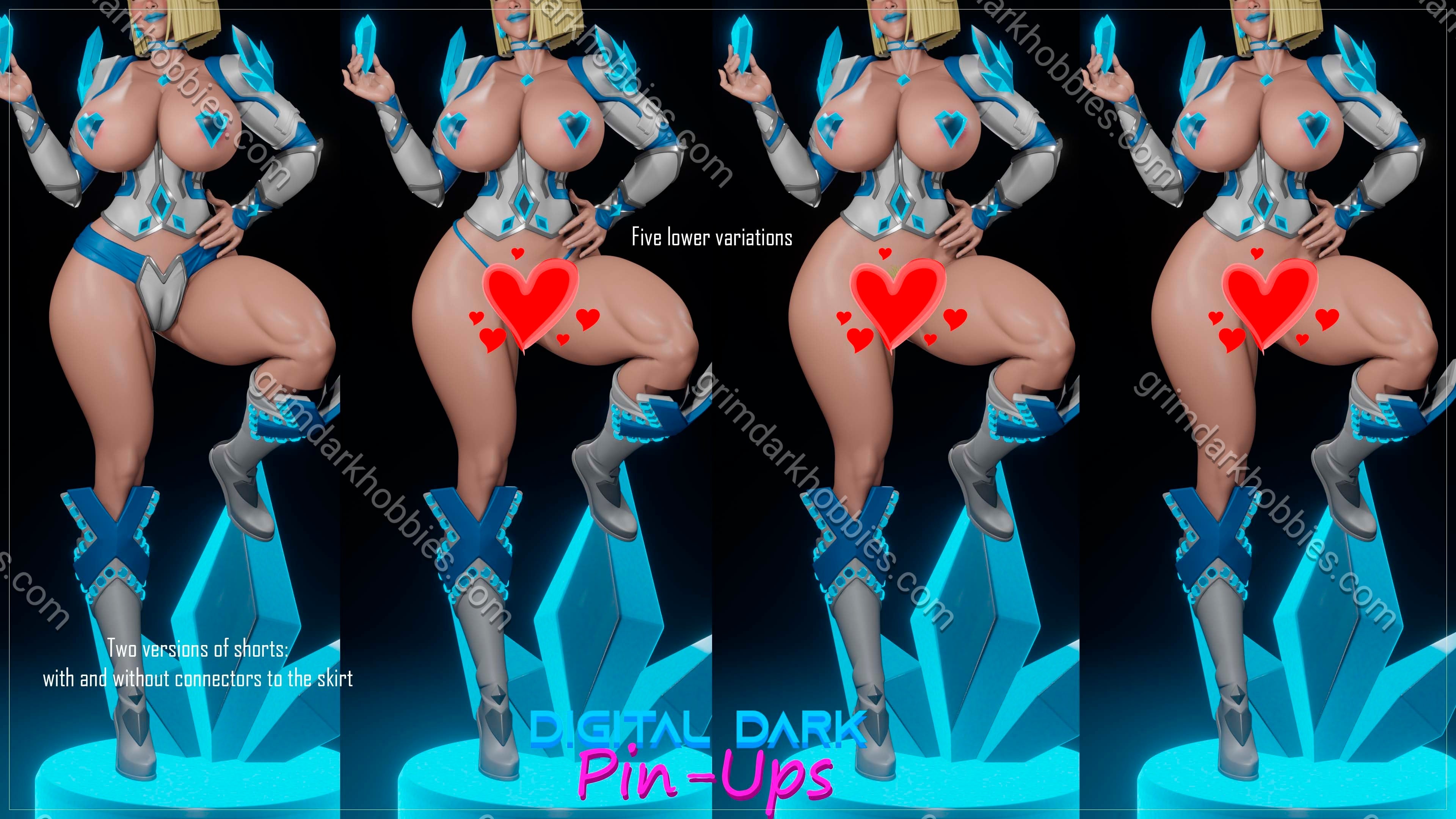 Digital Dark Pin-Ups Emma Frost Fan Art – 1:10-1:4 Scale Print-to-Order 3D Printed Resin Model Kit.
