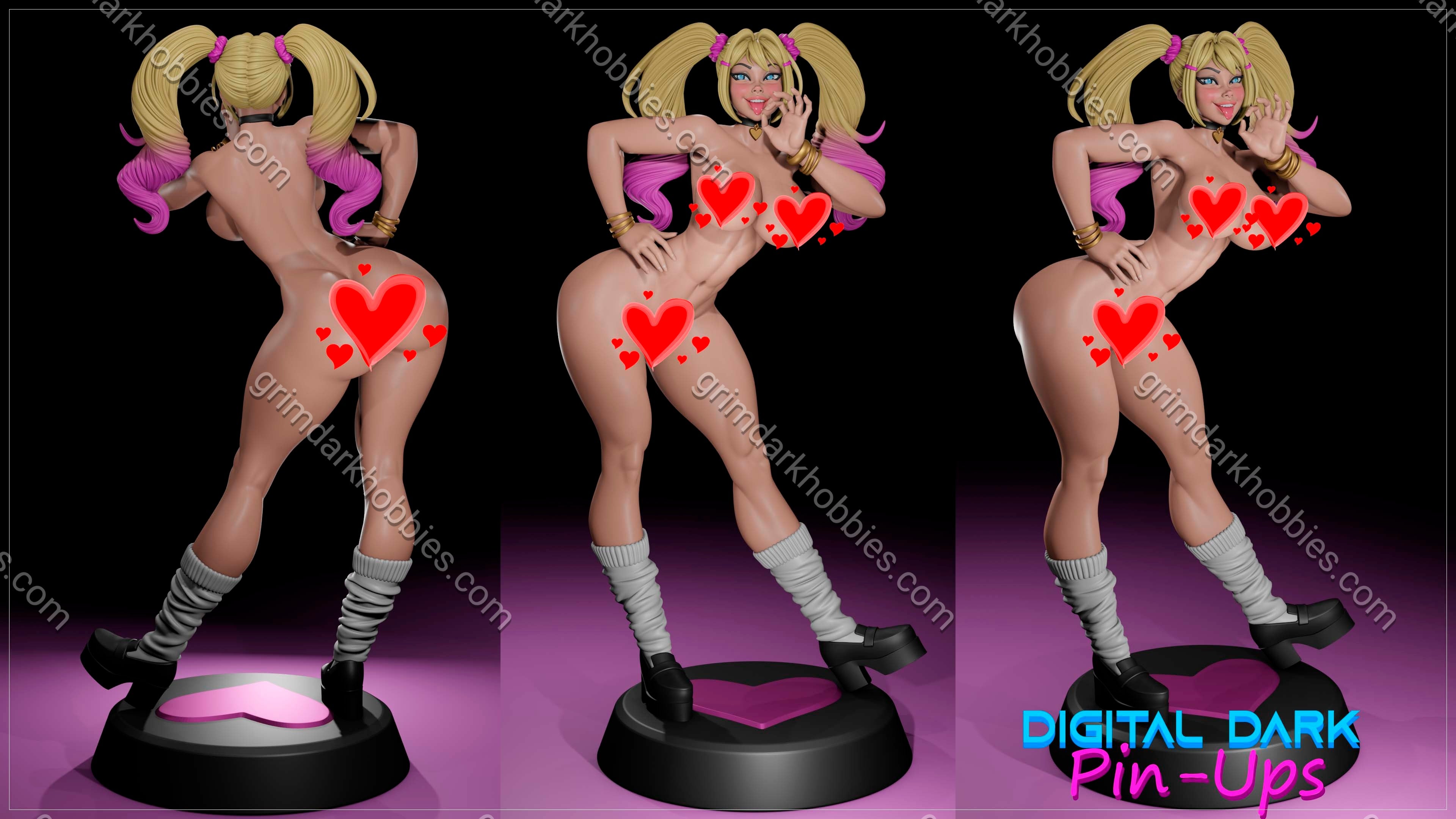 Digital Dark Pin-Ups Gyaru Girl Fan Art – 1:10-1:6 Scale Print-to-Order 3D Printed Resin Model Kit