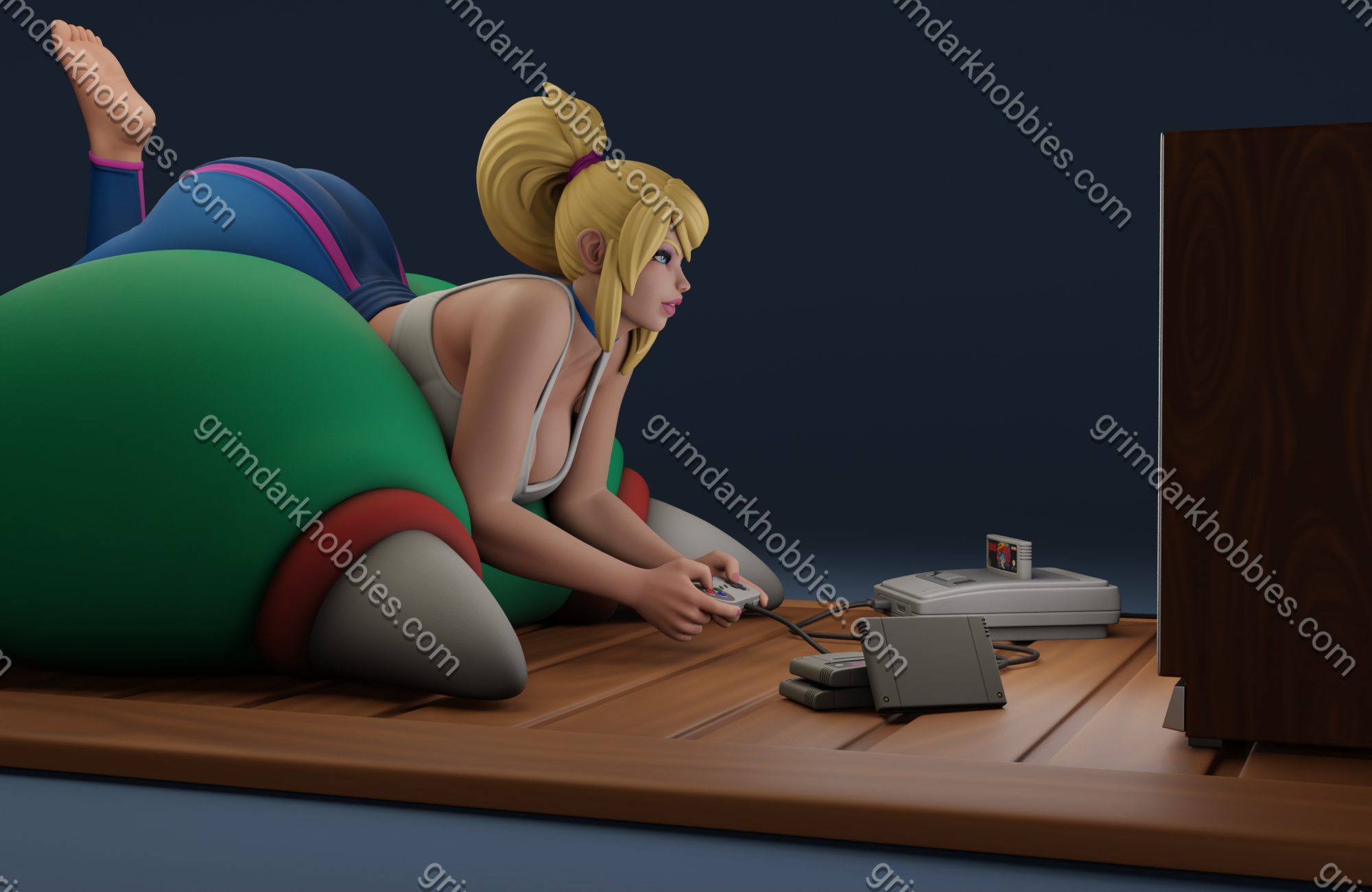 Texelion Relaxed Samus Fan Art – 1:12 Scale Print-to-Order 3D Printed Resin Model Kit