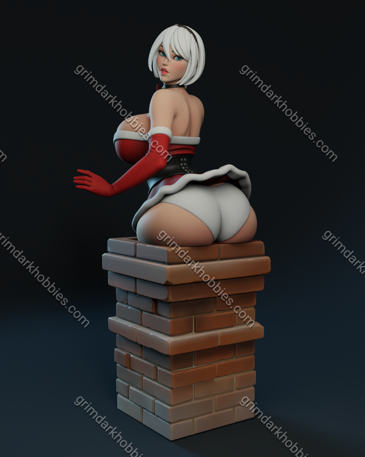 Texelion Pin-Up Santa Jessica w/ Head-Swap Fan Art 1:24 Scale Print-to-Order 3D Printed Resin Model Kit