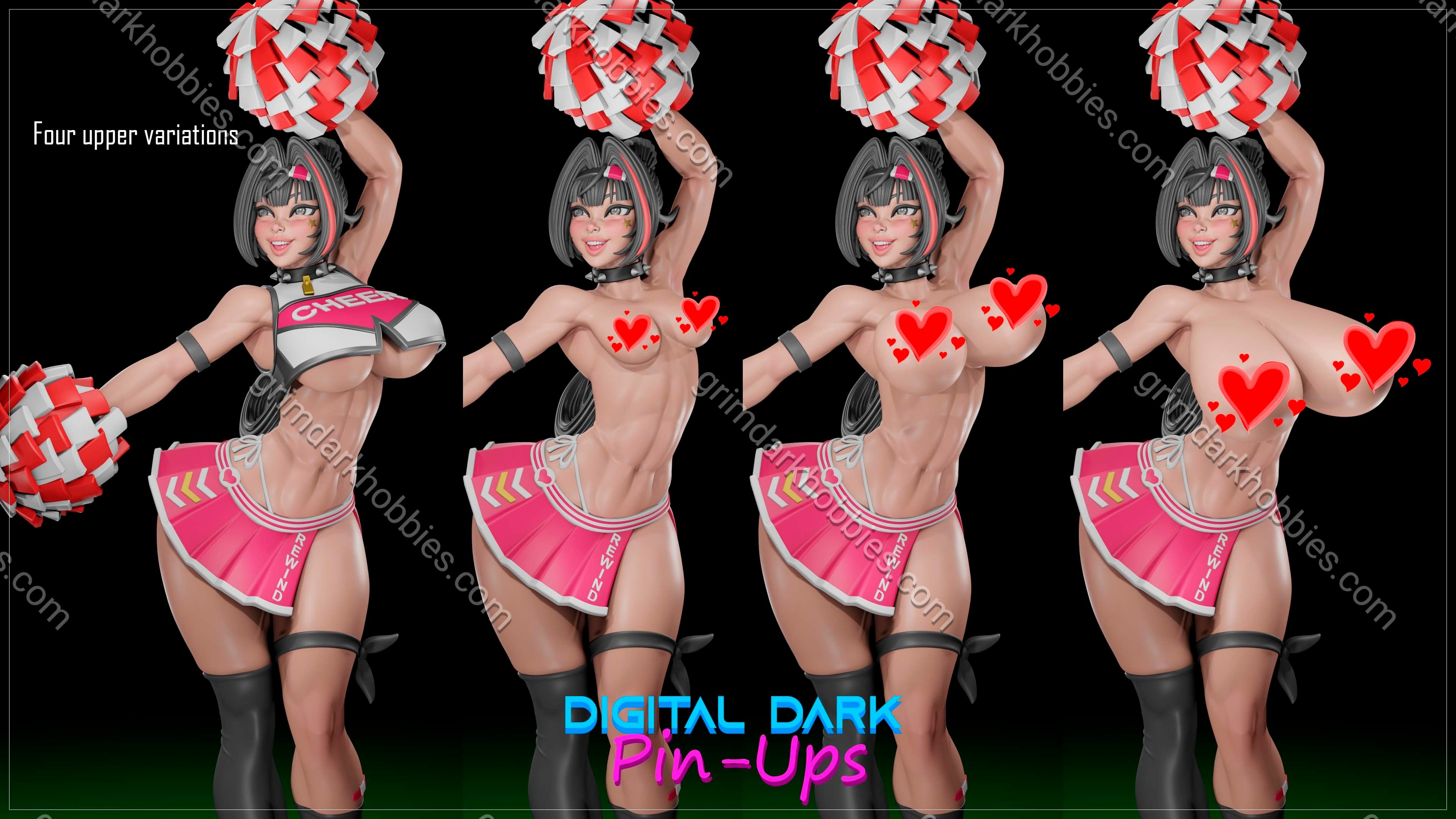 Digital Dark Pin-Ups Cheerleader Bay Fan Art – 1:10-1:4 Scale Print-to-Order 3D Printed Resin Model Kit