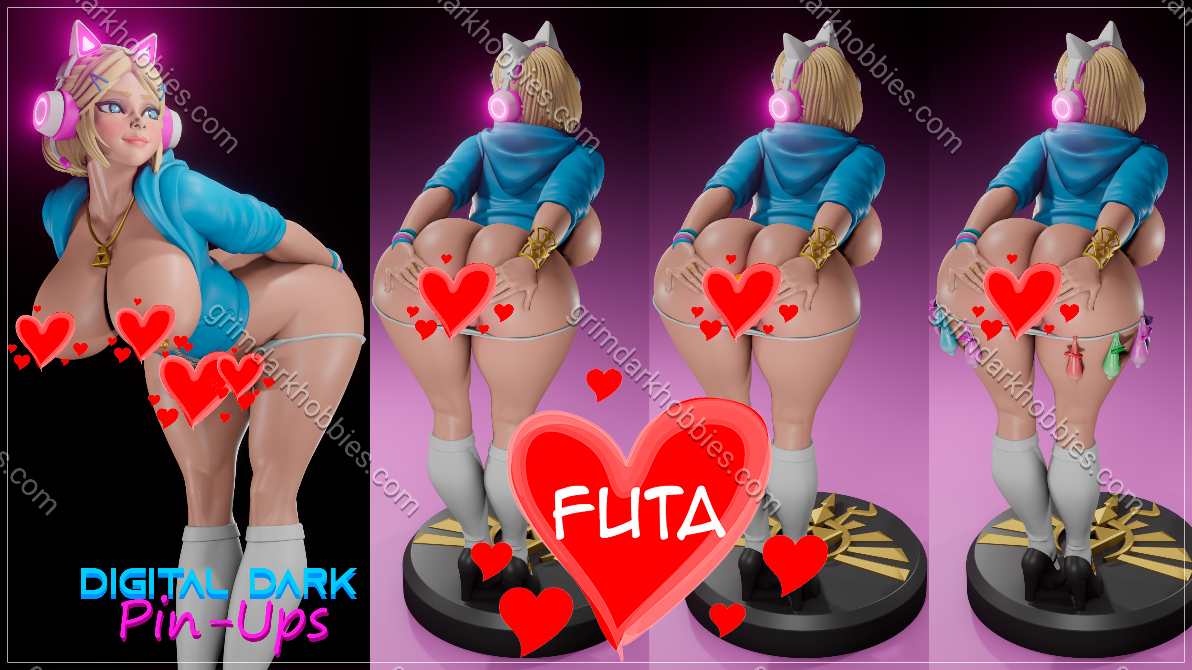 Digital Dark Pin-Ups FUTA Naughty Zelda Fan Art – 1:10-1:6 Scale Print-to-Order 3D Printed Resin Model Kit