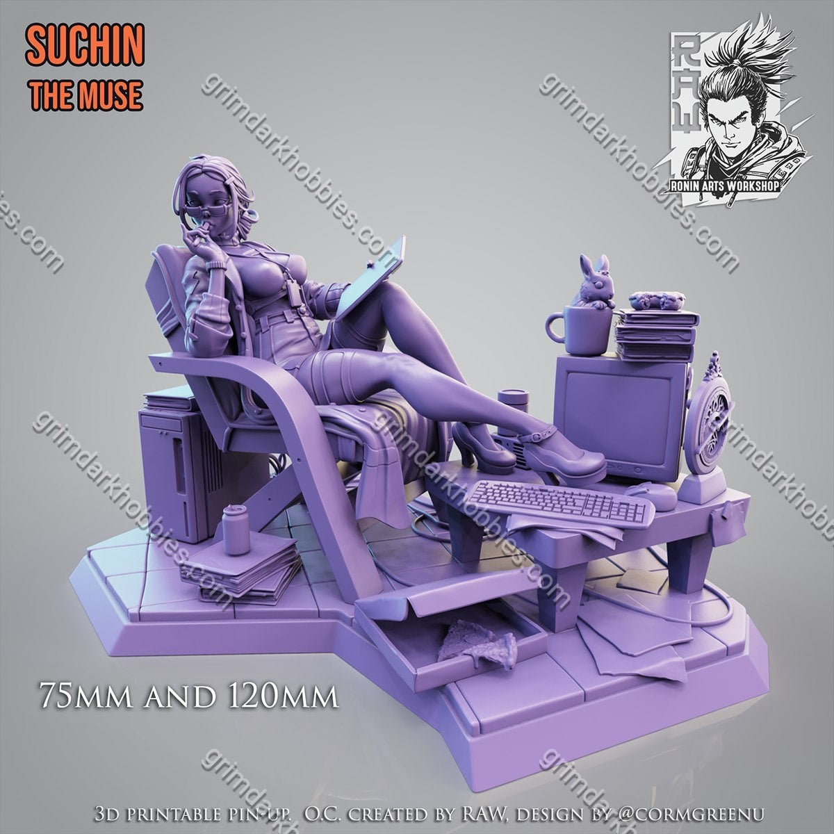 Ronin Arts Workshop Suchin the Muse – 1:10-1:4 Scale Print-to-Order 3D Printed Resin Model Kit